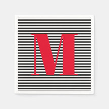 Moderne monogramm rote Schwarz-weiße Streifen