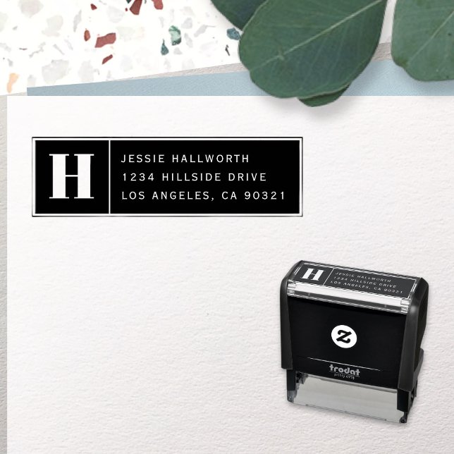 Moderne Monogramm & Rücksendeadresse Permastempel (Von Creator hochgeladen)