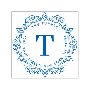 Moderne Monogramm-Rücksendeadresse rund Permastempel