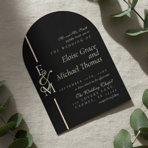 Moderne Monogramm-Schriftart Schwarze Krawatte Bog Einladung