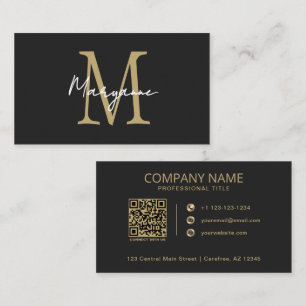 Moderne Monogramm Schwarz Gold Visitenkarte