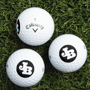 Moderne Monogramm-Schwarz-Weiß-Kühne Initialen Golfball