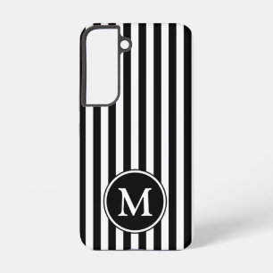 Moderne Monogramm Schwarz-Weiß-Streifen Samsung Galaxy Hülle