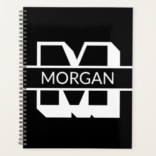 Moderne monogramm-schwarz-weiße fette Typografie Planer