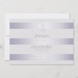 Moderne Monogramm Silber-Lila-Streifen Save The Date