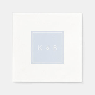 Moderne Monogramm-Staubblau- und Weiße Cocktailser Serviette