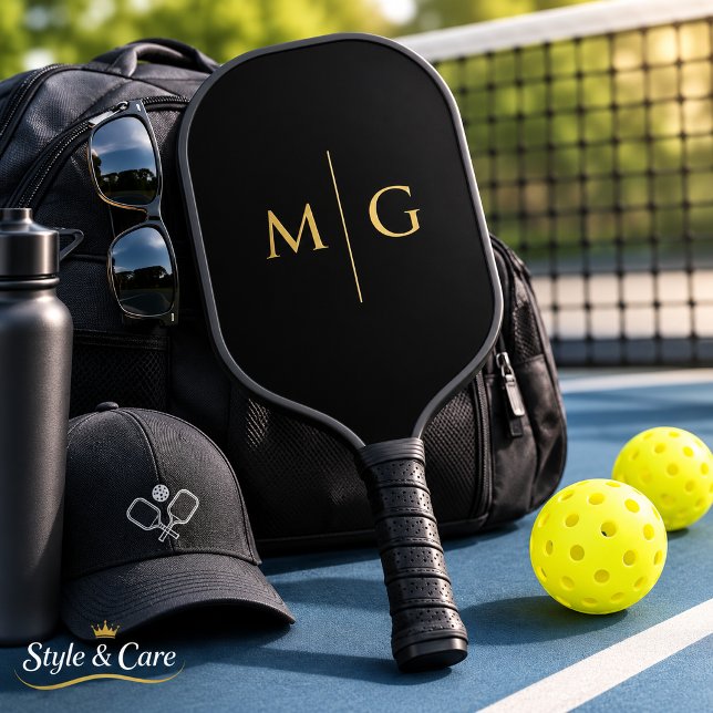 Moderne monogramm-stilvolle Anpassung Pickleball Schläger (Modern Monogram Stylish Custom Pickleball Paddle)