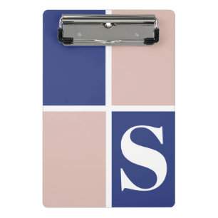 Moderne Monogramm-Trend Navyblau Rosa Mini Klemmbrett