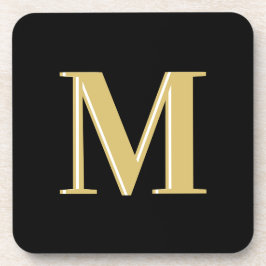 Moderne Monogramm Typografie Gold schwarz Getränkeuntersetzer