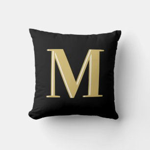 Moderne Monogramm Typografie Gold schwarz  Kissen