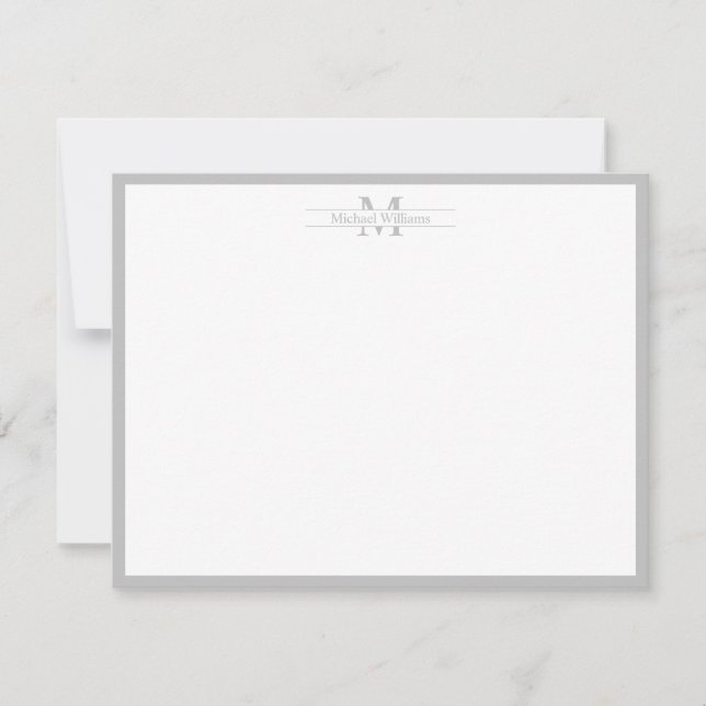 Moderne Monogramm Typografie Grau Grenze Mitteilungskarte (Vorderseite)