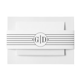 Moderne Monogramm und Streifen schwarz-weiß Hochze Einladungsbanderole