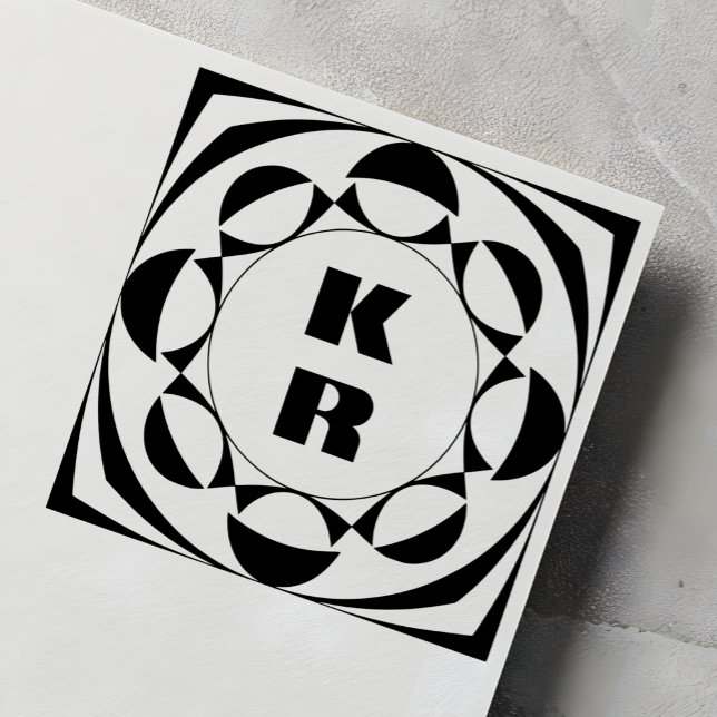 Moderne Monogramm-Vertikal-Initialen-Kunststempel Gummistempel (Von Creator hochgeladen)