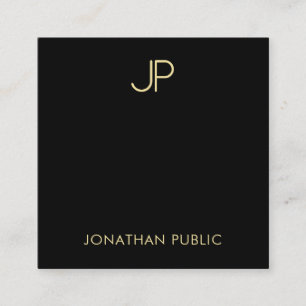 Moderne Monogramm-Vorlage elegant Schwarz und Gold Quadratische Visitenkarte