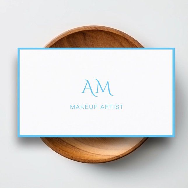 Moderne, monogramm, weiß, blaue Visitenkarte (Von Creator hochgeladen)