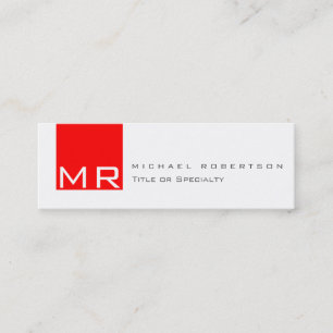 Moderne Monogramm Weiße Rote Saubere Visitenkarte