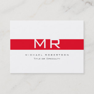 Moderne Monogramm Weiße Rote Streifen Visitenkarte