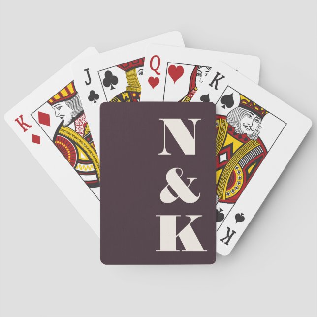 Moderne Monogramm Winterpflaume Benutzerdefinierte Spielkarten (Rückseite)