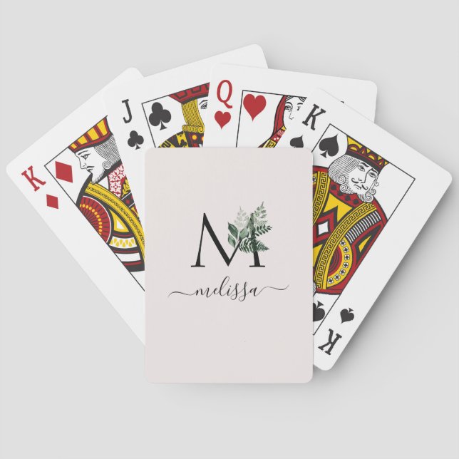 Moderne monogrammatische Vegetation Spielkarten (Rückseite)