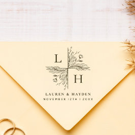 Moderne Monogramme | Elegant, floral Save the Date Gummistempel