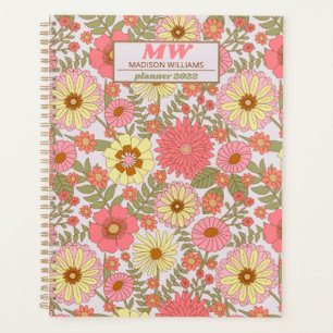 Moderne Monogramme rose Floral Motif 2022 Planner