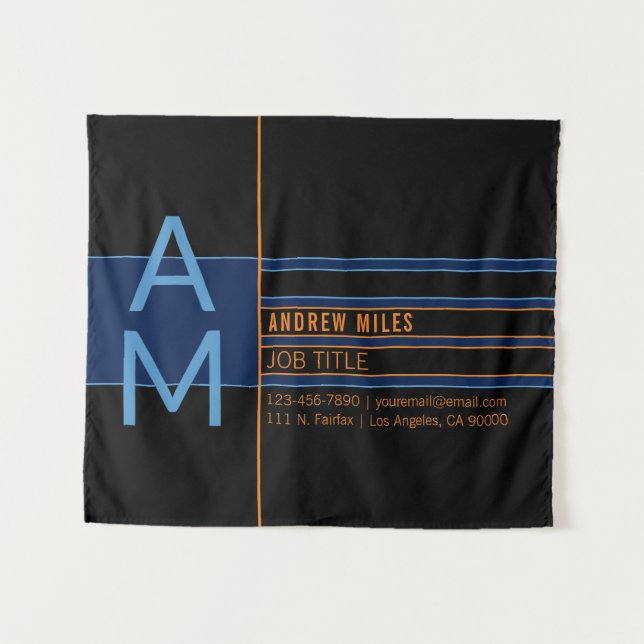 Moderne Monogramme und bearbeitbare Formen und Far Wandteppich (Vorderseite (Horizontal))