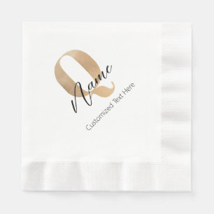Moderne monogrammierte Anfangsbuchstabe Q & Name P Serviette