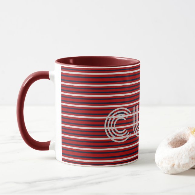 Moderne monogrammierte gestreifte  tasse (Mit Donut)