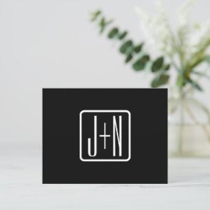 Moderne monogrammierte Initialen Schwarz & Weiß Postkarte