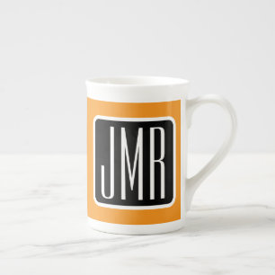 Moderne monogrammierte Initialen   Schwarz Weiß &  Prozellantasse