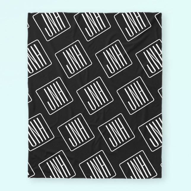 Moderne monogrammierte Muster | Schwarz & Weiß Fleecedecke (Von Creator hochgeladen)