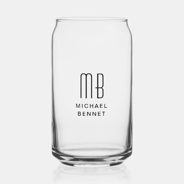 Moderne monogrammierte Namen Dosenglas (Vorderseite)