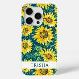 Moderne monogrammierte Sonnenblumen Case-Mate iPhone Hülle