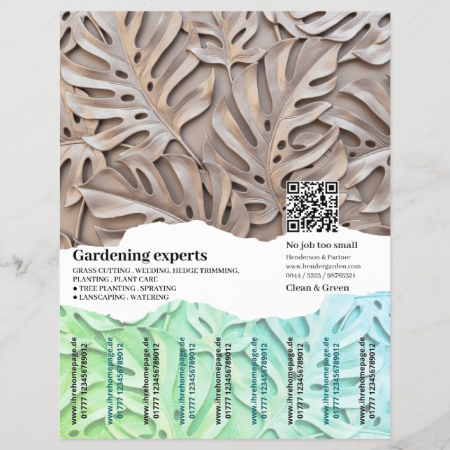 Moderne Monstera-Blatt Hintergrund Flyer (Vorne)