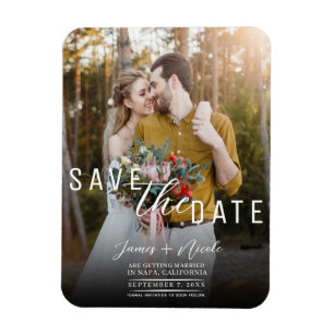 Moderne Moody-Overlay-Foto-Save-the-Date-Hochzeit Magnet