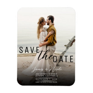 Moderne Moody-Overlay-Foto-Save-the-Date-Hochzeit Magnet