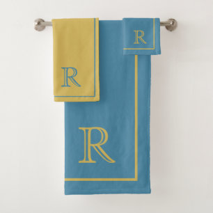 moderne motif de monogramme initial bleu et beige