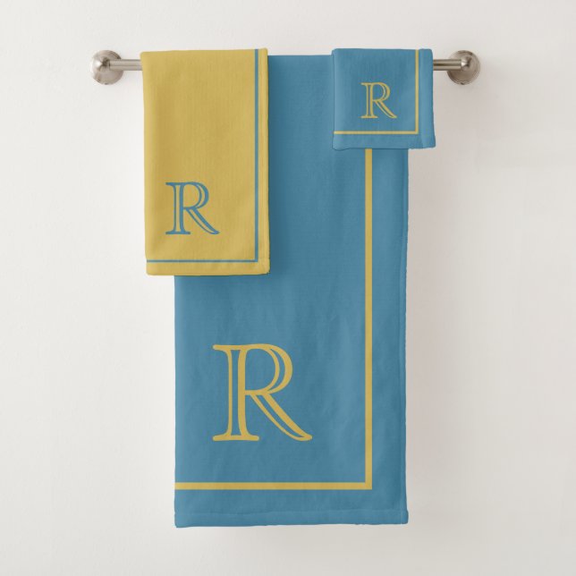 moderne motif de monogramme initial bleu et beige (En situation)