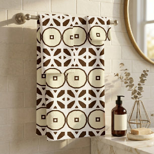 Moderne Motif Géométrique Mosaïque Crème Marron Te