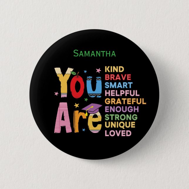 Moderne Motivierende Positive Affirmationen Name Button (Vorderseite)