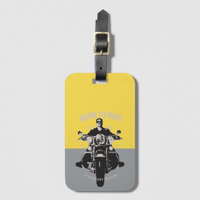 Moderne Motorradfahrer - Kolorblock Kunst Gepäckanhänger (Vorderseite Vertikal)