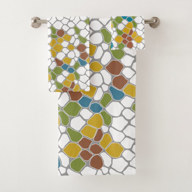 Moderne, moutarde jaune, turquoise, vert, blanc (En situation)