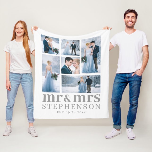 Moderne MR UND MRS 6 Foto Wedding Keepake Fleecedecke (Beispiel)