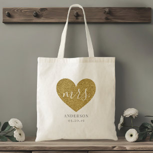 Moderne Mrs. mit goldenem Herzen Zukunft Tragetasche