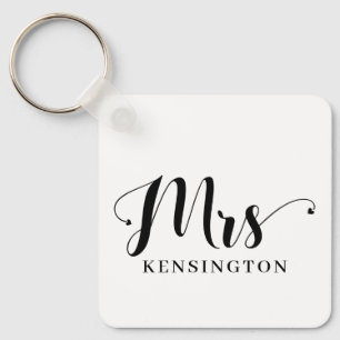 Moderne Mrs Newlywed Typografie Foto Metall Schlüsselanhänger