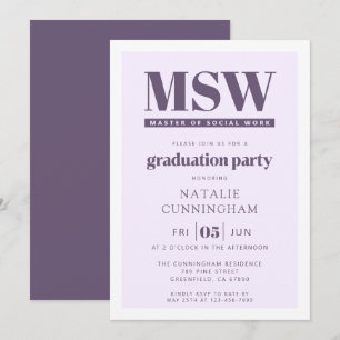Moderne MSW Master of Social Work Abschlussfeier Einladung