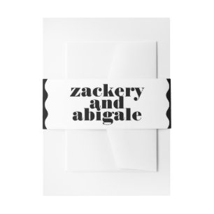 Moderne, muffige Scallope Border White Black Weddi Einladungsbanderole