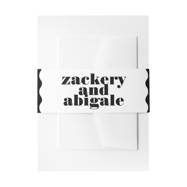 Moderne, muffige Scallope Border White Black Weddi Einladungsbanderole (Vorderseite Beispiel)