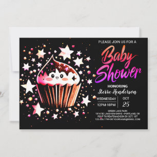 Moderne Muffin Editable Girl Baby Dusche Einladung