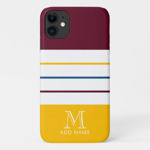 Moderne Mulberry- und Bernstreifen Mit Monogramm Case-Mate iPhone Hülle
